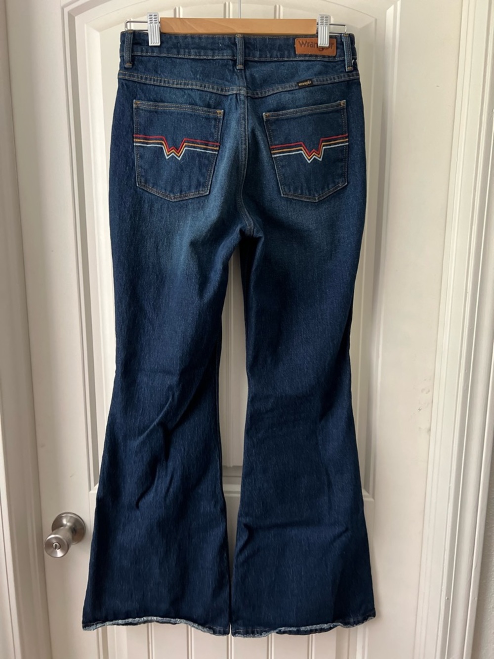 Wrangler Dark Blue Flare Jeans with Multicolor Pocket Stitching